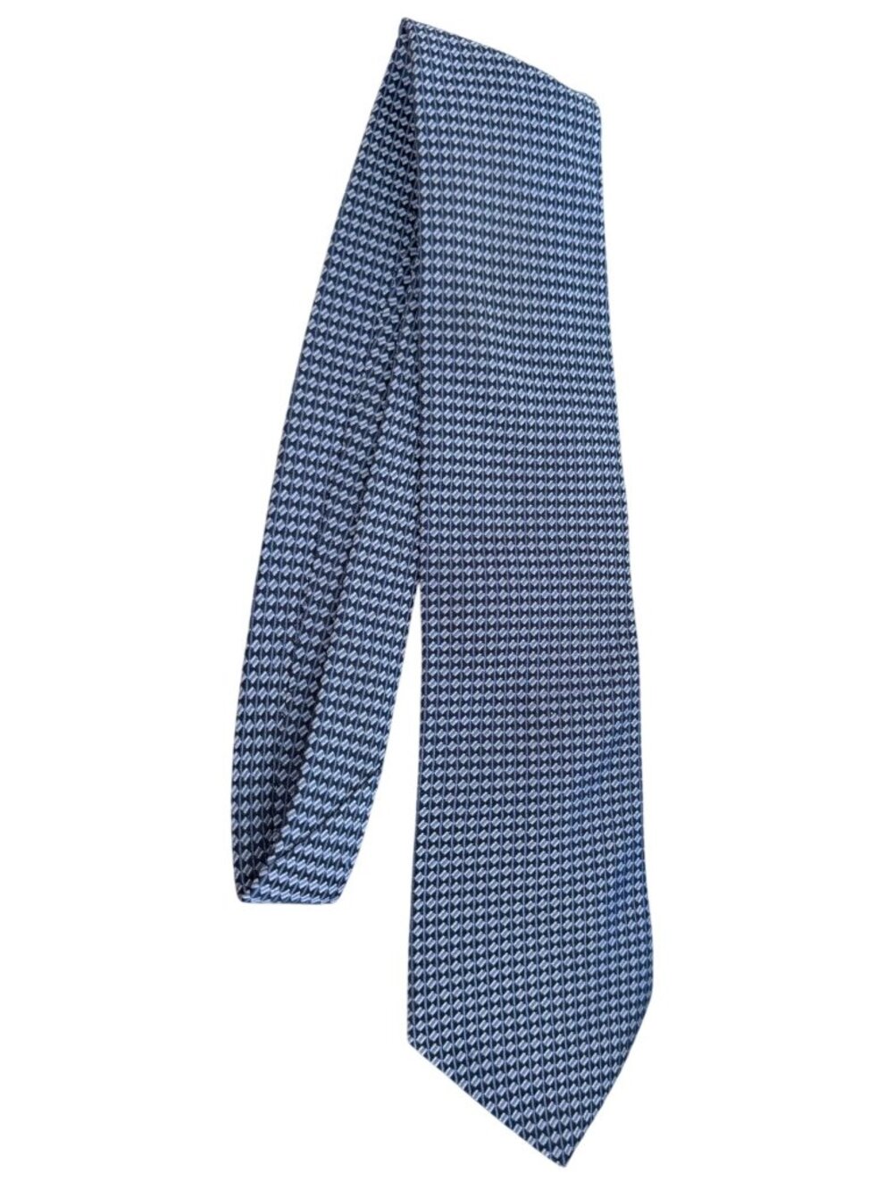 Nautica Mens Geometric Patterned Silk Tie 58" Blue & Silver Made In Mexico